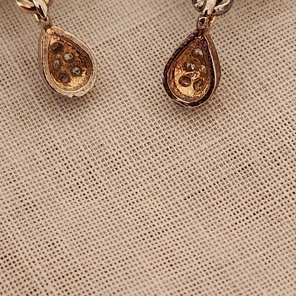 Vintage Faux Ruby and Diamond Stud-Dangle Earrings - Picture 9 of 17